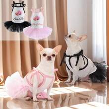 1件狗狗连衣裙，小狗连衣裙，狗狗公主裙，蓬蓬裙，爱心蕾丝婚纱，适合小型犬、女孩猫咪 - 黑色 - 查看 7