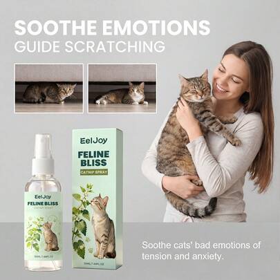 1瓶/100毫升猫咪喷雾，有助于缓解猫咪焦虑，增强宠物活力，并提供健康护理。猫咪训练液，为宠物猫咪带来有趣的互动游戏时光。