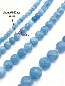 1串天然蓝海蓝玉石散珠，可用于DIY各种手链和首饰，尺寸：4、6、8、10毫米 - 淺藍色 - 查看 8