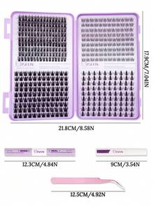 450pcs DIY False Eyelashes - Suitable For Beginners To Use At Home, Comes With 4 Mixed Styles, Can Create Versatile Looks For Any Occasion. Includes Eyelash Clusters, Eyelash Glue, Makeup Remover And Sealing Tweezers Tool, Can Be Applied At Home - Black - View 5