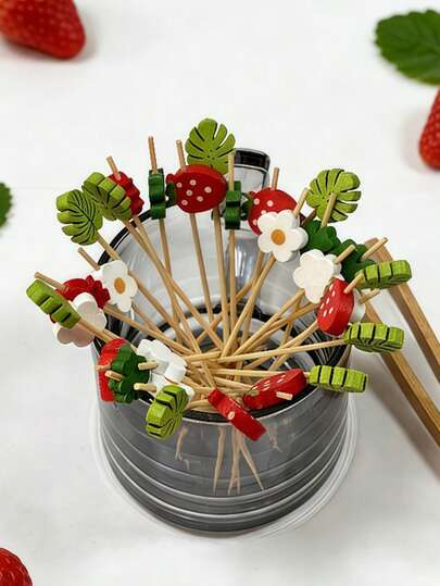 10/100 pièces Étiquettes de décoration de baies assorties mignonnes et créatives, convenant pour bar, restaurant, fête à thème, dessert, gâteau et décoration de plateau de fruits