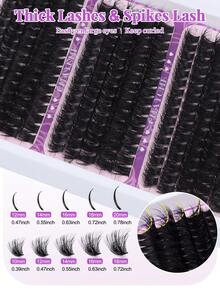 Bộ 340 sợi mi giả đơn 30D+40D+50D+60D+80D+100D + keo dán mi, chiều dài 10-18mm, độ cong D/DD mềm mại, dạng chùm nóng chảy, mỏng nhẹ, phù hợp cho người mới bắt đầu tự làm, mi giả dạng sợi, mi giả lông chồn, mi giả tự dính, bộ đa chức năng. - Màu tím - Xem 12