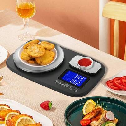 One Dual-Platform Digital Food Scale, 0.1g/0.005oz And 1g/0.05oz Accuracy, Stainless Steel, Tare, Cumulative, Curved Design. Kitchen Scale Suitable For Baking, Cooking, And Meal Preparation (Batteries Not Included).