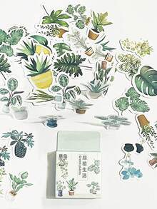 46pcs/Set Ins Fresh Art Style Green Plant Life Series Box Stickers DIY Journal Diary Decoration Sealing Stickers Decorative Stickers - Sticker - View 1