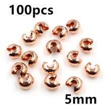 100颗铜圆盖压接端珠 3 4 5mm 止动隔珠，适用于DIY珠宝制作配件 - crimp beads - 查看 29