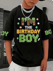1pc Boys' Short Sleeve T-Shirt With Game Themed Graphic, Fashionable & Fun, Essential Casual Tee For Spring & Summer - Black - View 2