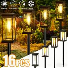 16pcs Modern Solar Pathway Lights Outdoor -  Waterproof Square Design For Yard Garden Lawn, 14H Runtime Dusk To Dawn Auto, Warm White LED, Solar Pathway Lights, Super Bright Solar Lights Outdoor,  Retro Tungsten Lamp, LED Solar Garden Lights - Solar Landscape Street Lights - 查看 12