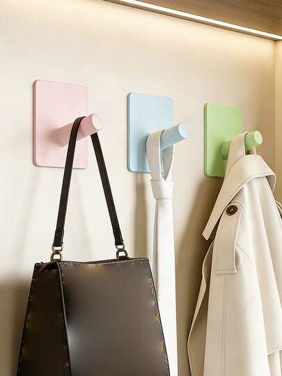 1/4pcs Multi-Functional No-Drill Hook, Suitable For Offices And Homes, Strong Load-Bearing Capacity, Waterproof, Can Hang Bags, Keys, Headphones, Coats, Towels, Etc., Easy To Install, And Is An Ideal Choice For Storage On Desks, In Cubicles, Entryways, Bathrooms And Dormitories.