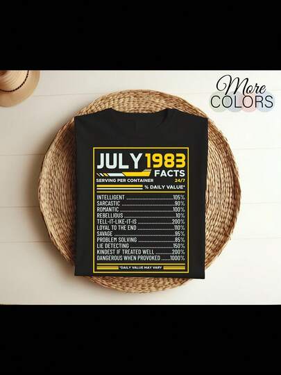 40 Year Old Vintage 1983 Limited Edition 40th Birthday Party Gifts For Women Men T-Shirt Funny July Facts Servings Per Container Daily Value