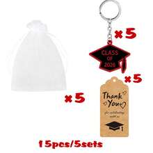 60pcs 2026 Graduation Party Favors Keychain, Graduation Souvenir Keyring With Graduation Cap Pendant And Thank You Tag, Suitable For College Graduates, Black And Red - Red and Black - View 9