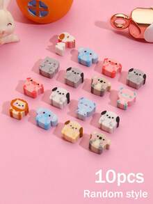 1个/10个/30个创意卡通狗、猪、象图案橡皮擦。耐用材质，适用于学校、教师、办公室使用，节日礼物，课堂奖励，小型皮革擦拭布，办公用品，返校用品。 - 多色 - 查看 10