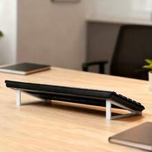 Soporte ergonómico para teclado - Ángulo ajustable de 20°, diseño antideslizante, base de plástico duradero, proporciona una experiencia de escritura cómoda, se adapta a la mayoría de los teclados, 12 cm de diámetro, accesorio para espacios de trabajo de oficina y hogar, estructura resistente - A - Ver 4