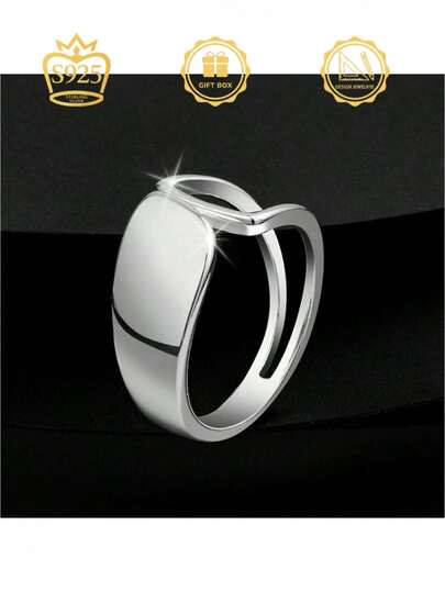 خاتم فضة إسترليني 925 عصري وأنيق بتصميم هندسي، مناسب للنساء، للارتداء في المناسبات اليومية والعطلات والحفلات