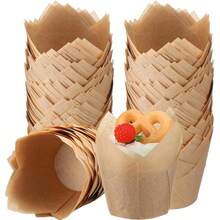 100/200 chiếc giấy lót bánh cupcake hình hoa tulip chống dầu mỡ, kích thước tiêu chuẩn, dùng để nướng bánh cupcake trong các dịp cưới hỏi, sinh nhật, kỷ niệm, tiệc tùng, Giáng sinh (Nâu, Màu tự nhiên, Trắng) - Xem 13