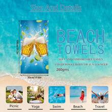 1pc Summer Beer Beach Towel, Super Absorbent Large Beach Blanket, Suitable For Travel, Swimming Pool, Diving, Surfing, Yoga, Camping, Available In Multiple Sizes, Beach Accessories - C - View 15
