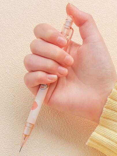 6pcs Peach Colored Mechanical Pencils, Cute Cartoon Peach Mechanical Pencils, 0.5mm Lead, High Quality Stationery Suitable For Office, School, Back To School Season
