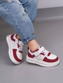 1双儿童休闲运动鞋，2026春季新款男女童魔术贴软底透气平底鞋，适合上学和日常穿着 - 紅色 - 查看 9