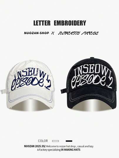 1顶复古字母刺绣做旧软顶棒球帽，复古水洗防晒帽，适合春夏佩戴