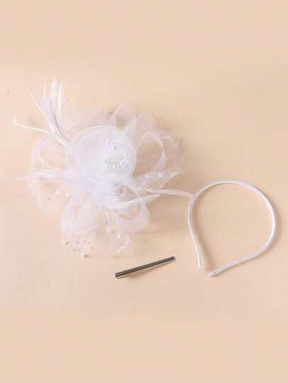 1 Set Easter Wedding Bride Bridesmaid Ceremonial Outfit, Solid Color Floral Pattern Headpiece, Minimalist Fashionable Lightweight Breathable Elegant Attire