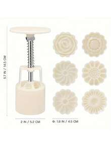 6pcs Chrysanthemum & Rose Mooncake Mold Set, Hand-Pressed Non-Stick, Mung Bean Ice Cream, Cartoon Shape, Baking Cake Mold, Kitchen Tool - Multicolor - View 3