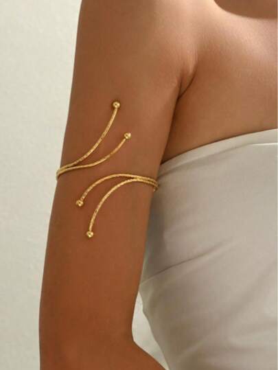 1件装时尚不对称几何金属手镯，简约百搭可调节几何开口手镯，适合音乐节、派对、晚宴、夏季等场合佩戴，可作珠宝配饰。