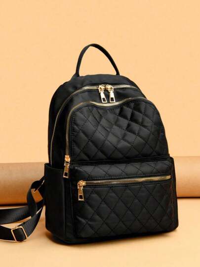 Mochila clásica con detalles de costuras negras, correas ajustables con cremallera, adecuada para estudiantes universitarios, nuevos graduados y trabajadores de oficina. Gran capacidad, portátil, ligera. Adecuada para el trabajo, los negocios, el transporte, las actividades al aire libre, los viajes y el uso universitario.