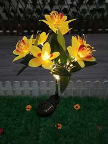 1/2/4PCS Solar Lights Outdoor Garden Decor - Upgraded Solar Garden Lights With 7 Powered Orchid Lights, Solar Outdoor Lights Solar Decorative Lights For Garden, Patio, Yard, Gifts For Mother(Pink, White, Orange, Yellow, Red, Purple) - 蘭花 - 查看 25