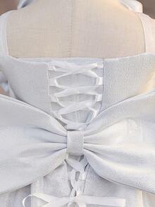 Baby Girls' Spaghetti Strap Bowknot Backless Glitter Tulle Lovely Birthday Party Princess Dress, Suitable For Formal Occasions, Parties, Excluding Headband - Silver - View 11