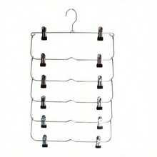 1PCS Clothes Hangers Multilayer Skirt Trouser Hanger For Pants Non Slip Metal Hanger Clips With 12 Clips Clothing Storage Rack Holder - Multicolor - View 11