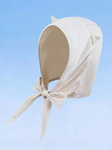 1pc 3-In-1 Cute Tie-Up Cat Ear Bucket Hat, Quick-Dry Sun Protection Cap, Thin Ear-Covering Head Scarf - Tie-on Hat - View 8