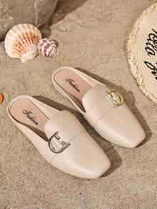 Women's Fashion Slip-On Shoes, Versatile Commuter Shoes, Mule Heels - Apricot - View 6