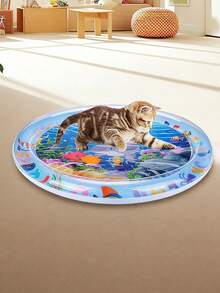 Alfombra de juguete interactiva para gatos - Diseño de peces flotantes, material de PVC impermeable, almohadilla de enfriamiento con agua con tema oceánico, adecuada para gatos y perros pequeños, refrescante y cómoda alfombra de agua inflable, juguete duradero para mascotas, regalo perfecto para sus queridas mascotas - Multicolor - Ver 6