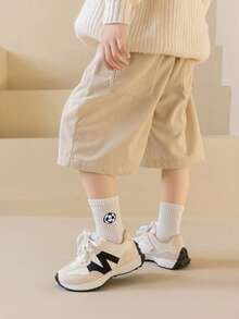 5/1 Pair Spring/Summer White Children's Crew Socks, Classic Black & White Football Sports Socks, Black & White Football Pattern Decor, Soft & Skin-Friendly, Comfortable Casual Student Sports Socks, Suitable For Student Back To School, Sports Events, Daily Wear, Gift For Holidays/Back To School/Football Matches - White - View 2