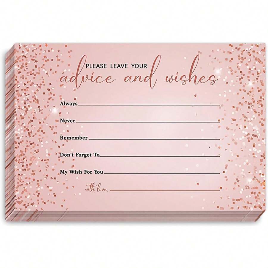20/40 Pcs Minimalist Modern Advice And Blessing Cards In Light Pink - Wedding, Retirement, Graduation Guest Book With Wisdom Messages For Couples, Style B Fillable Invitations For Party Games And Events Wedding - A - View 1