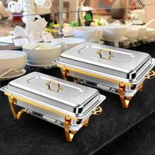 8夸脱不锈钢火锅自助餐套装 - 1个加热底座，派对餐饮用完整火锅套装 - 查看 2