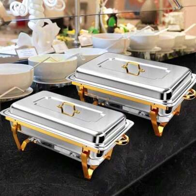 8QT Stainless Steel Hot Pot Buffet Set - 1pc Heating Base, Complete Hot Pot Set For Party Catering