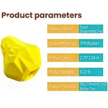 Interactive Dog Chew Toy, Food Dispensing Puzzle Toy For Aggressive Chewers, Durable TPR Rubber Teeth Cleaning Toy For Small To Medium Dogs, Yellow - Màu vàng - Xem 7