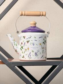 Vintage European Style + Architectural Painting Pattern/Bicolor Blue Lid + Cylindrical Body Shape + Wooden Heat-Resistant Handle + Even Heat Conduction/Large Capacity Water Storage + Retro Architectural Style Kettle + Suitable For Family Gatherings & Festivals, Afternoon Tea Preparation, Daily Kitchen Cooking - View 15