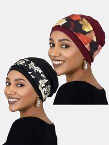 1pc Women's Twisted Braid Elastic Cap Headwrap Soft Hat, Suitable For Daily Wear Sleep Bonnet - Printed Style - View 20