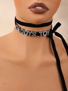 Bộ 4 chiếc vòng cổ choker nhung in chữ lấp lánh kiểu Punk mới, phong cách Châu Âu và Mỹ, trang sức nữ, phụ kiện đường phố Hip Hop, dây đeo thân, phụ kiện nội y gợi cảm, thích hợp cho Halloween, Giáng sinh, tiệc Valentine. - Nhiều màu - Xem 9