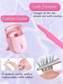 60pcs/Set C-Curl Soft Anime Style DIY Segmented Faux Eyelashes, Comes With Eyelash Tools, 3D Fluffy Natural Look False Eyelashes - View 3