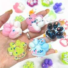 6/9 Peças Super Fofos Brinquedos de Apertar em Formato de Pata de Gato/Decorações com Lantejoulas Degradê Multicoloridas em Formato de Pata de Gato/Entrega de Cores Aleatórias Misturadas/Brinquedos de Apertar de Plástico Macio/Adequado para Diversos Presentes de Feriados, Festas de Aniversário Familiares, Presentes de Páscoa, Embalagem Aleatória - Multicolorido - Visão 3