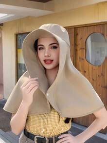 1 Large Shawl Sunscreen Sun Hat Women's Beach Hat Full Coverage Sun Hat - Multicolor - View 9