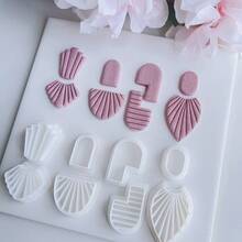 两件套波西米亚风格聚合物粘土切割模具，设计优雅，适合制作聚合物粘土耳环和陶瓷工艺品，细节精致。 - 白色 - 查看 3