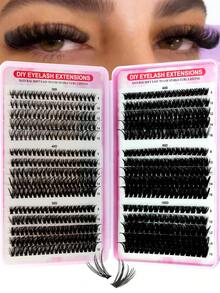 640 piezas de pestañas postizas de visón falso con rizado D, pestañas individuales de alta capacidad, adecuadas para principiantes y profesionales para uso casero DIY. Libro de pestañas con estilos mixtos 30D+40D+50D+60D+80D+100D, que pueden crear diferentes looks de maquillaje de ojos - D - Ver 3