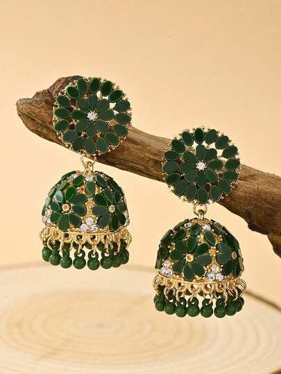 Fashionable Flower Earrings,Bohemian Style Colorful Beads Pendant Lantern Design Earrings Suitable For Women's Daily Wear,Party,Wedding Jewelry Accessories