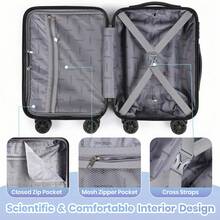 Carry-On Luggage Lightweight ABS Hard Shell Cabin Suitcase With Removable Wheels 16 Inch Travel Trolley Case-Black - Black - View 3