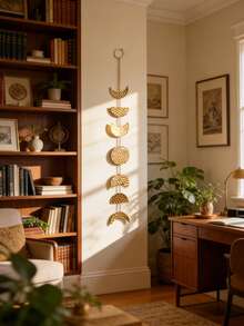 1件波西米亚风月相壁挂装饰，简约现代家居饰品，日月灵性灵感装饰，适用于客厅、卧室、窗边、阳台、花园、冥想空间、瑜伽室、墙面装饰，礼品 - 彩色 - 查看 2