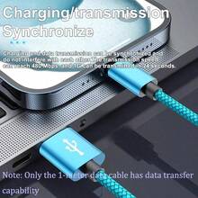 1pc Colorful Braided USB To Type-C Fast Charging Data Cable | Durable Nylon Material, Tangle-Free, Supports Data Sync And Rapid Charging, 8 Fashionable Color Options, Compatible With Android Phones, Power Banks And Other Devices - Multicolor - View 5