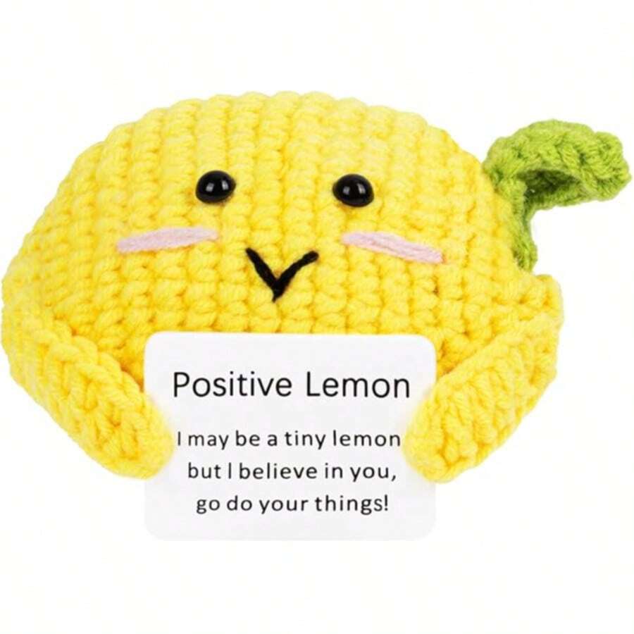 1个可爱针织柠檬玩具：绝佳的陪伴，随时随地为您带来笑容，传递积极能量！这款可爱的针织柠檬不仅是毛绒玩具，更是一张充满正能量的卡片，鼓励您乐观地拥抱生活。 - 彩色 - 查看 1